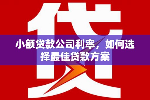安福小额贷款公司利率，如何选择最佳贷款方案