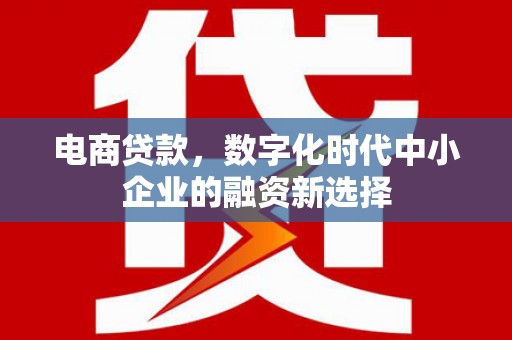 安福电商贷款，数字化时代中小企业的融资新选择