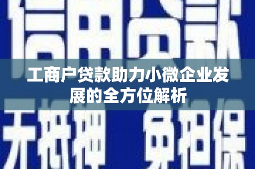 安福工商户贷款助力小微企业发展的全方位解析
