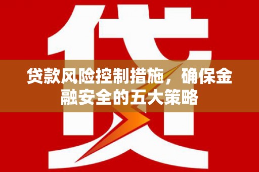 安福贷款风险控制措施，确保金融安全的五大策略